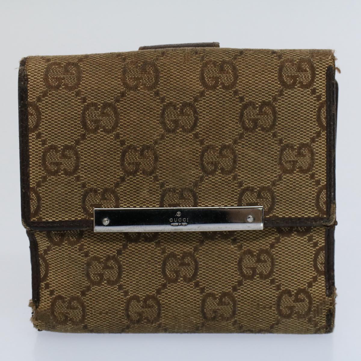 GUCCI GG Canvas Wallet Leather Canvas 7Set Beige ti1256