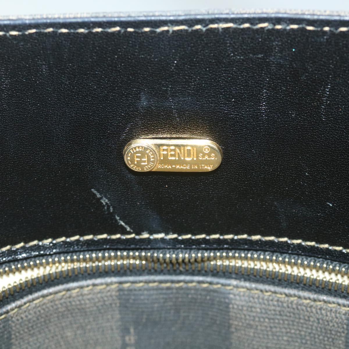 FENDI Pecan Canvas Tote Bag Coated Canvas Brown Black ti1269
