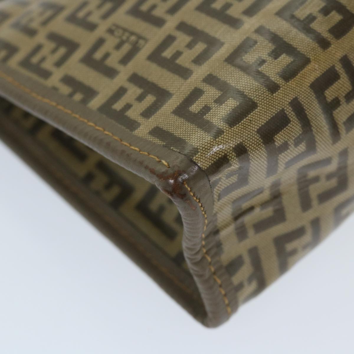 FENDI Zucchino Canvas Clutch Bag Coated Canvas Brown ti1271