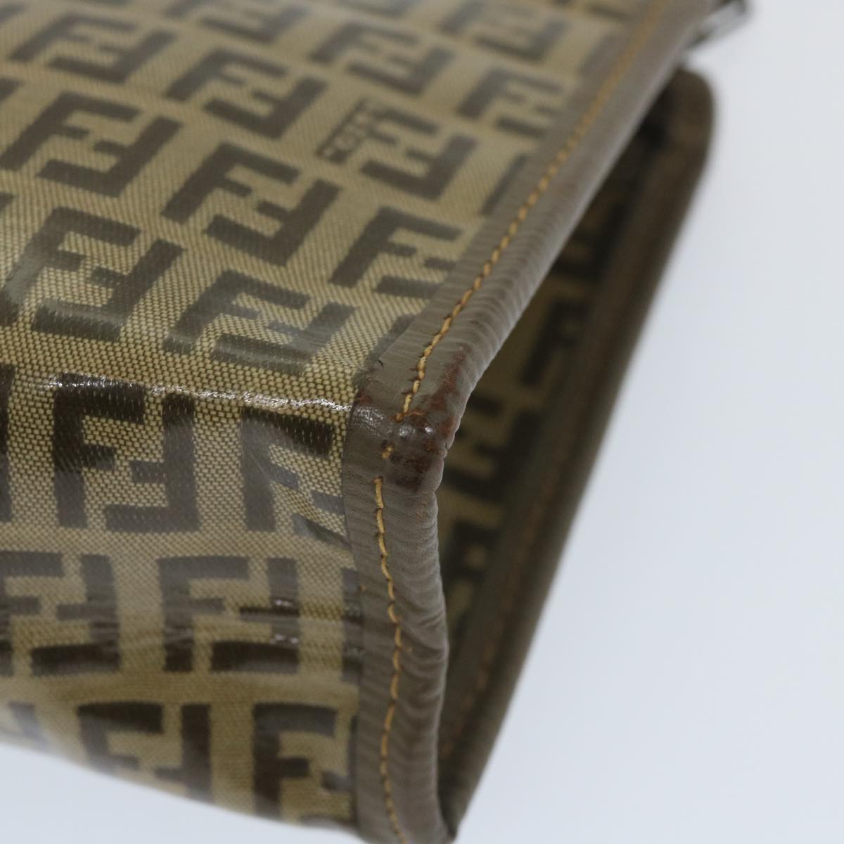 FENDI Zucchino Canvas Clutch Bag Coated Canvas Brown ti1271