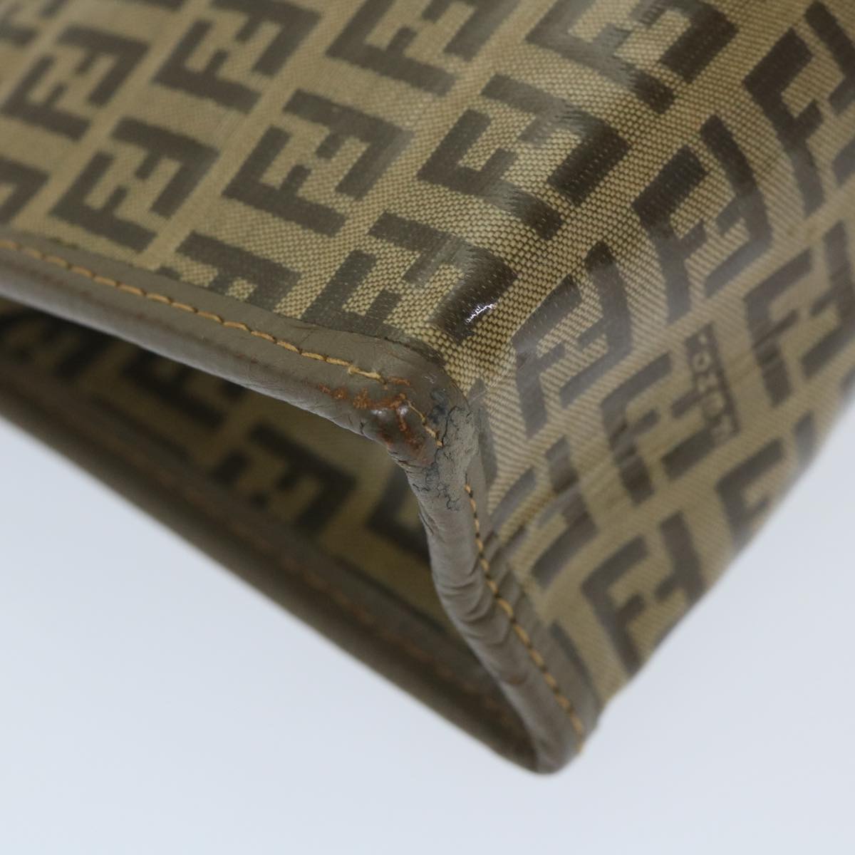FENDI Zucchino Canvas Clutch Bag Coated Canvas Brown ti1271