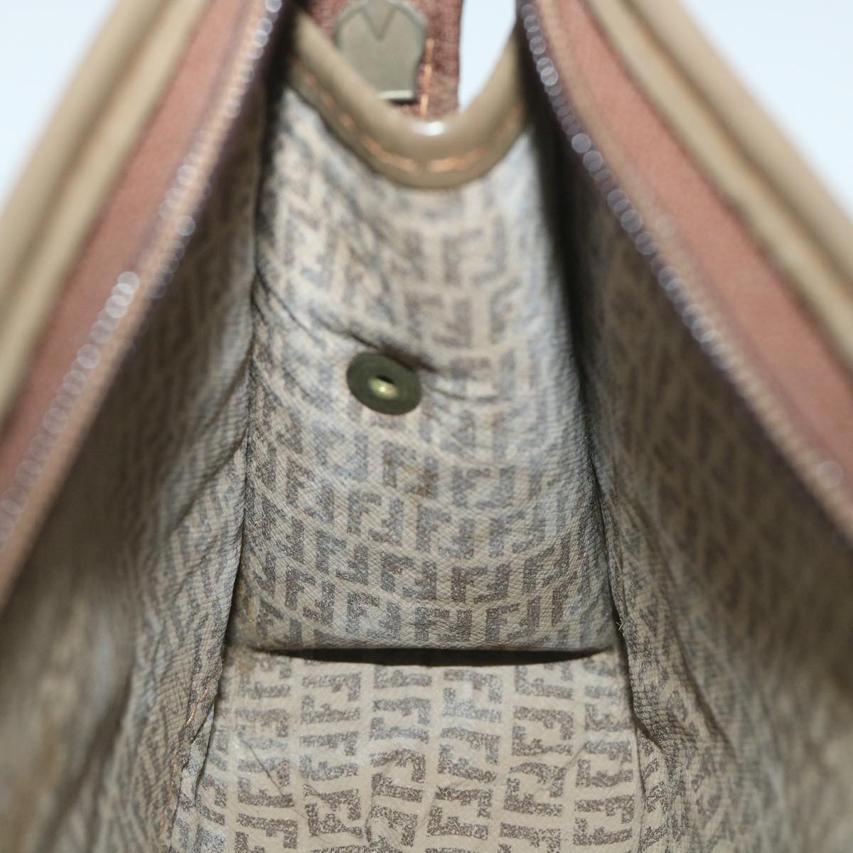 FENDI Zucchino Canvas Clutch Bag Coated Canvas Brown ti1271