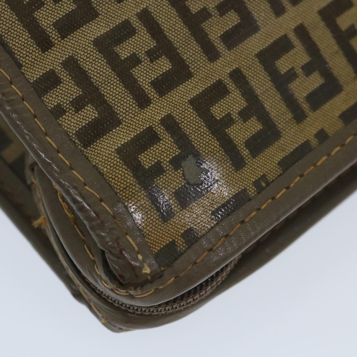 FENDI Zucchino Canvas Clutch Bag Coated Canvas Brown ti1271