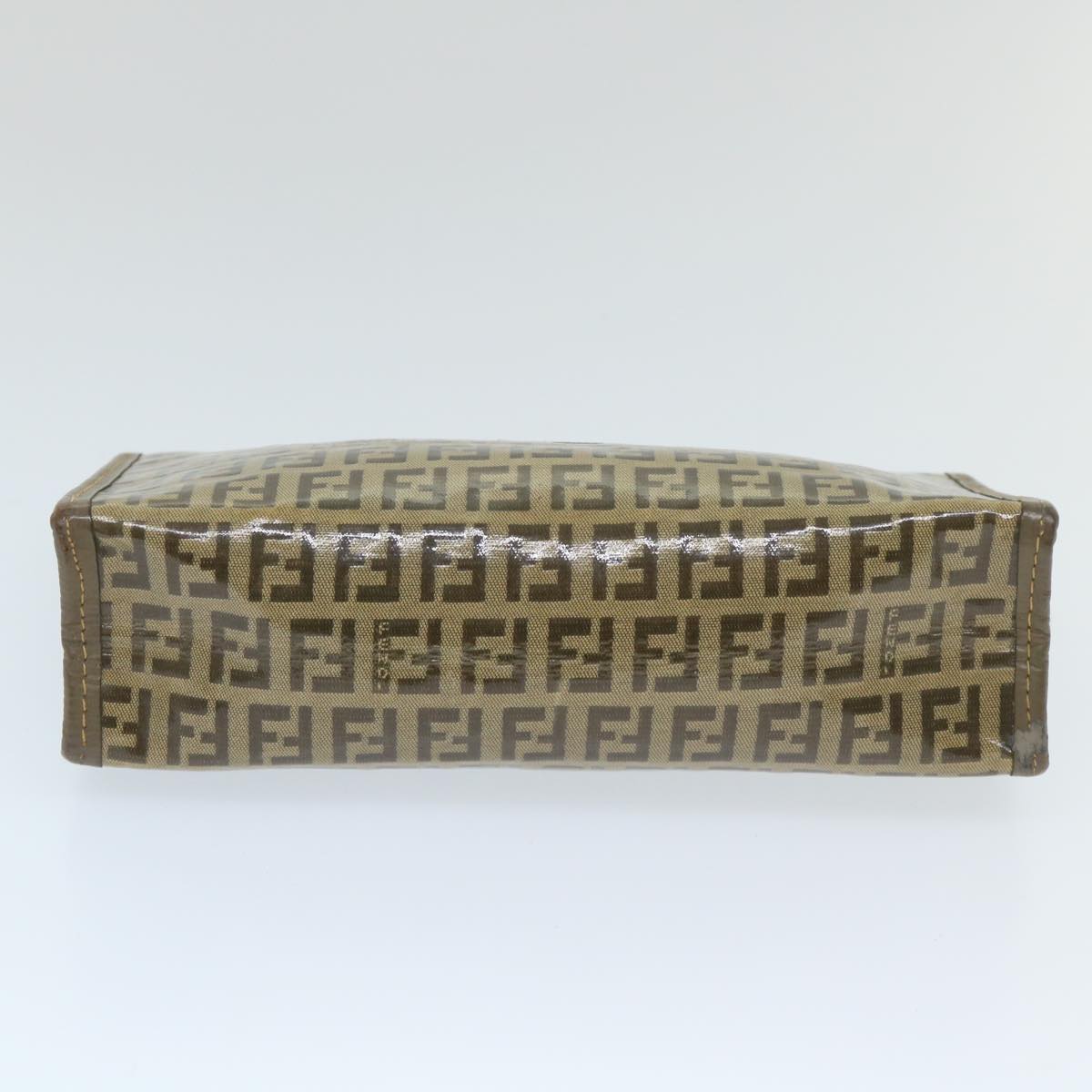 FENDI Zucchino Canvas Clutch Bag Coated Canvas Brown ti1271