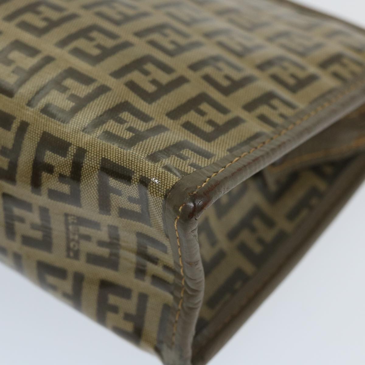 FENDI Zucchino Canvas Clutch Bag Coated Canvas Brown ti1271