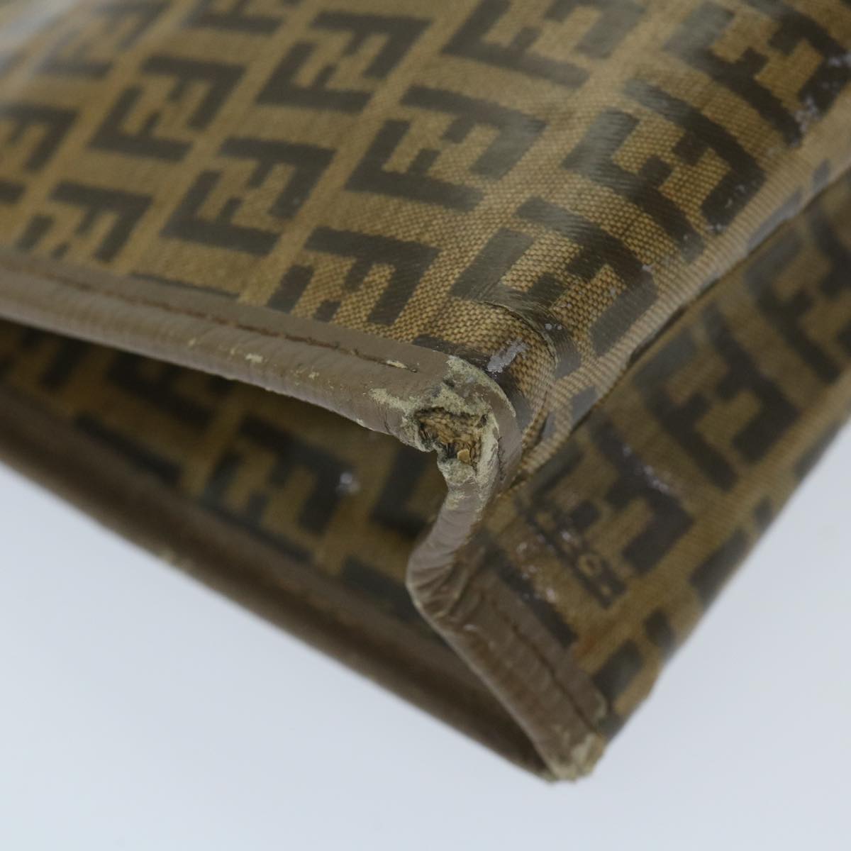 FENDI Zucchino Canvas Clutch Bag Coated Canvas Brown ti1272