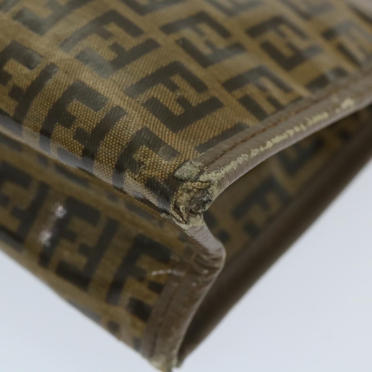 FENDI Zucchino Canvas Clutch Bag Coated Canvas Brown ti1272