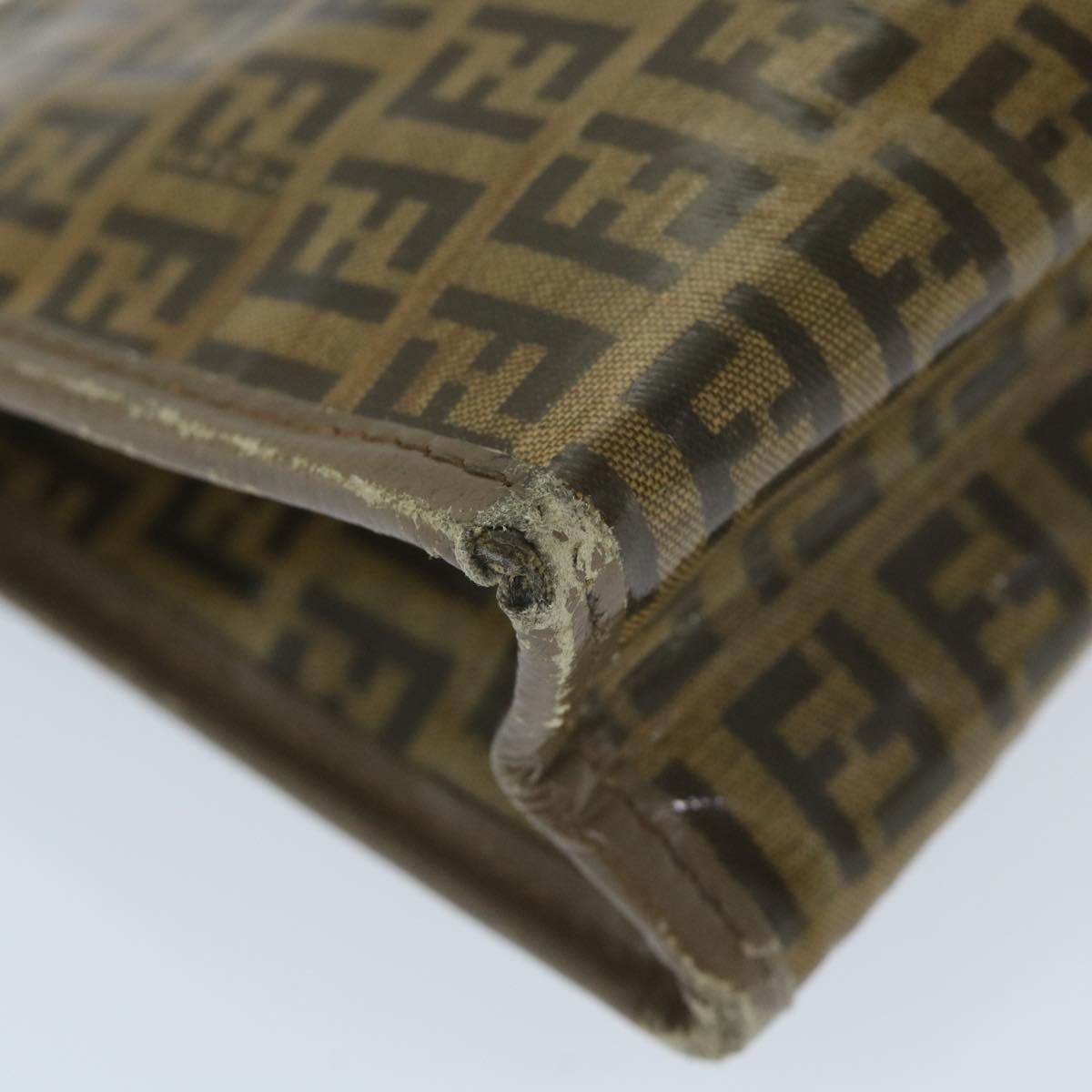 FENDI Zucchino Canvas Clutch Bag Coated Canvas Brown ti1272
