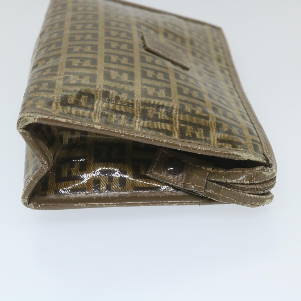 FENDI Zucchino Canvas Clutch Bag Coated Canvas Brown ti1272