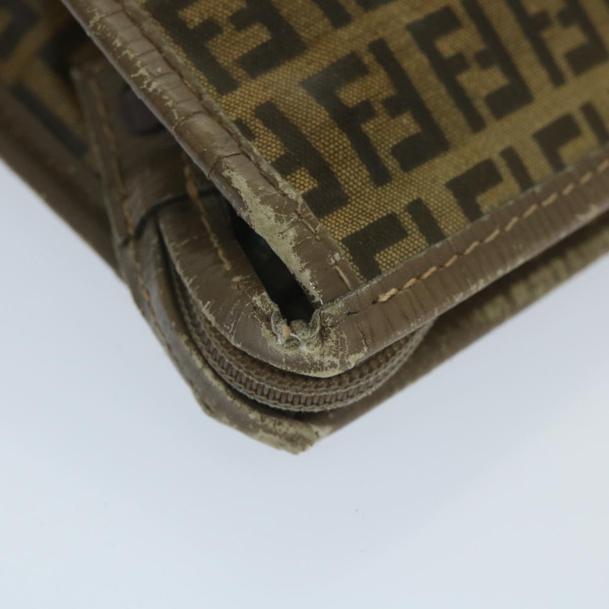 FENDI Zucchino Canvas Clutch Bag Coated Canvas Brown ti1272