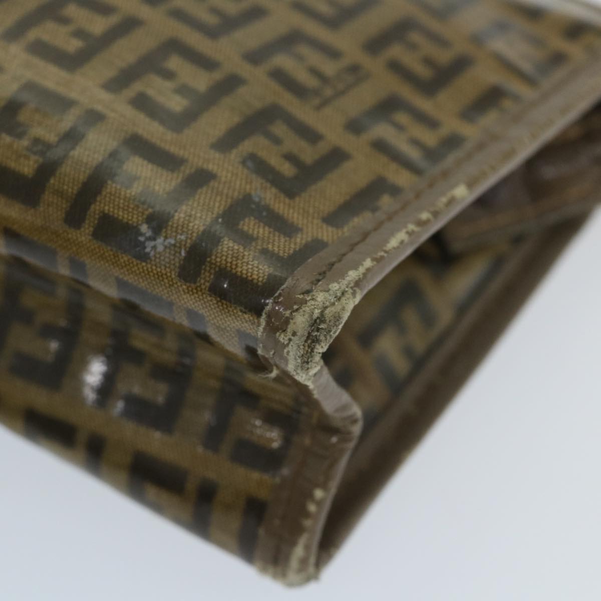 FENDI Zucchino Canvas Clutch Bag Coated Canvas Brown ti1272