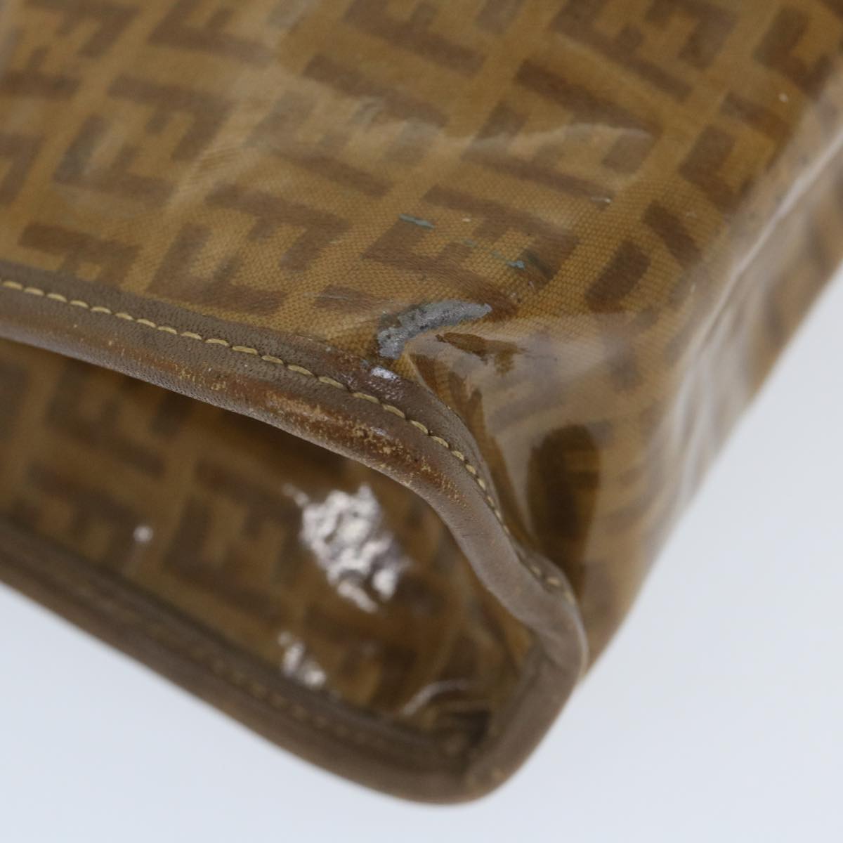 FENDI Zucchino Canvas Clutch Bag Coated Canvas Brown ti1273