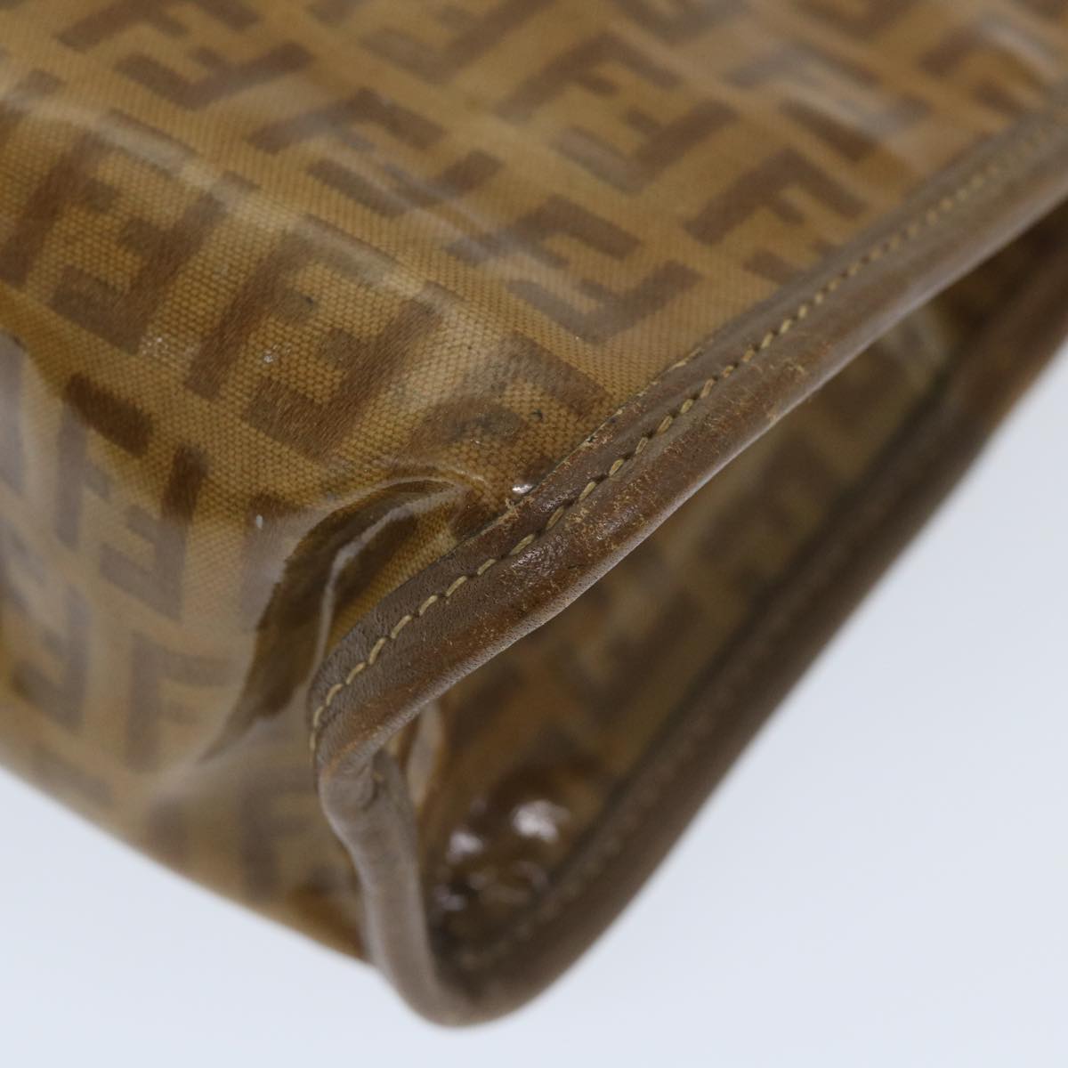 FENDI Zucchino Canvas Clutch Bag Coated Canvas Brown ti1273