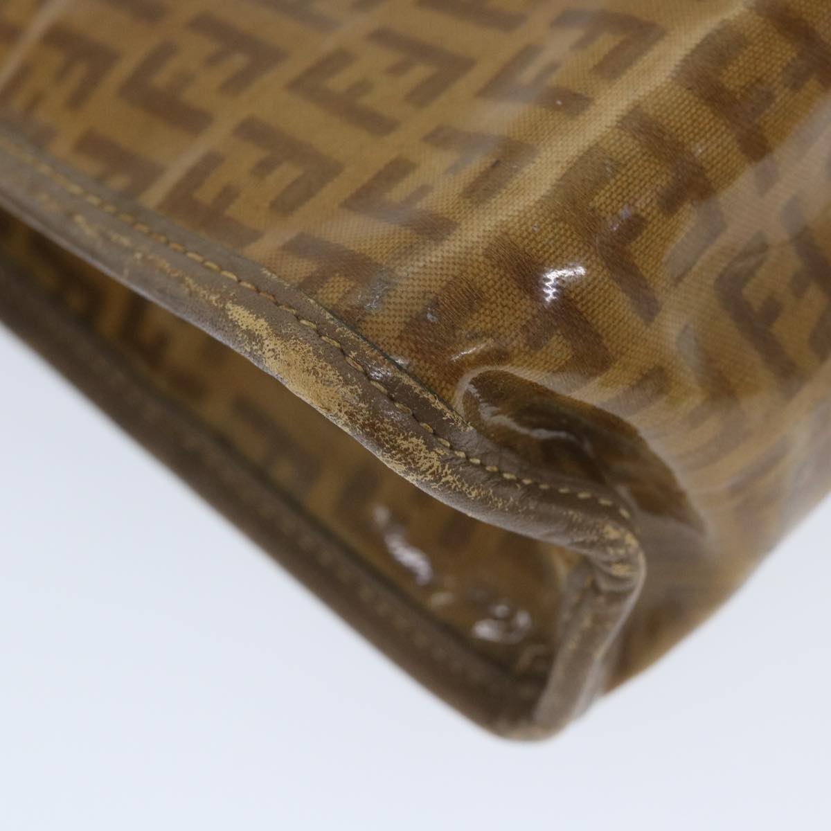 FENDI Zucchino Canvas Clutch Bag Coated Canvas Brown ti1273