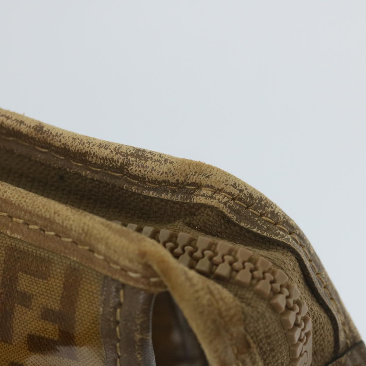 FENDI Zucchino Canvas Clutch Bag Coated Canvas Brown ti1273