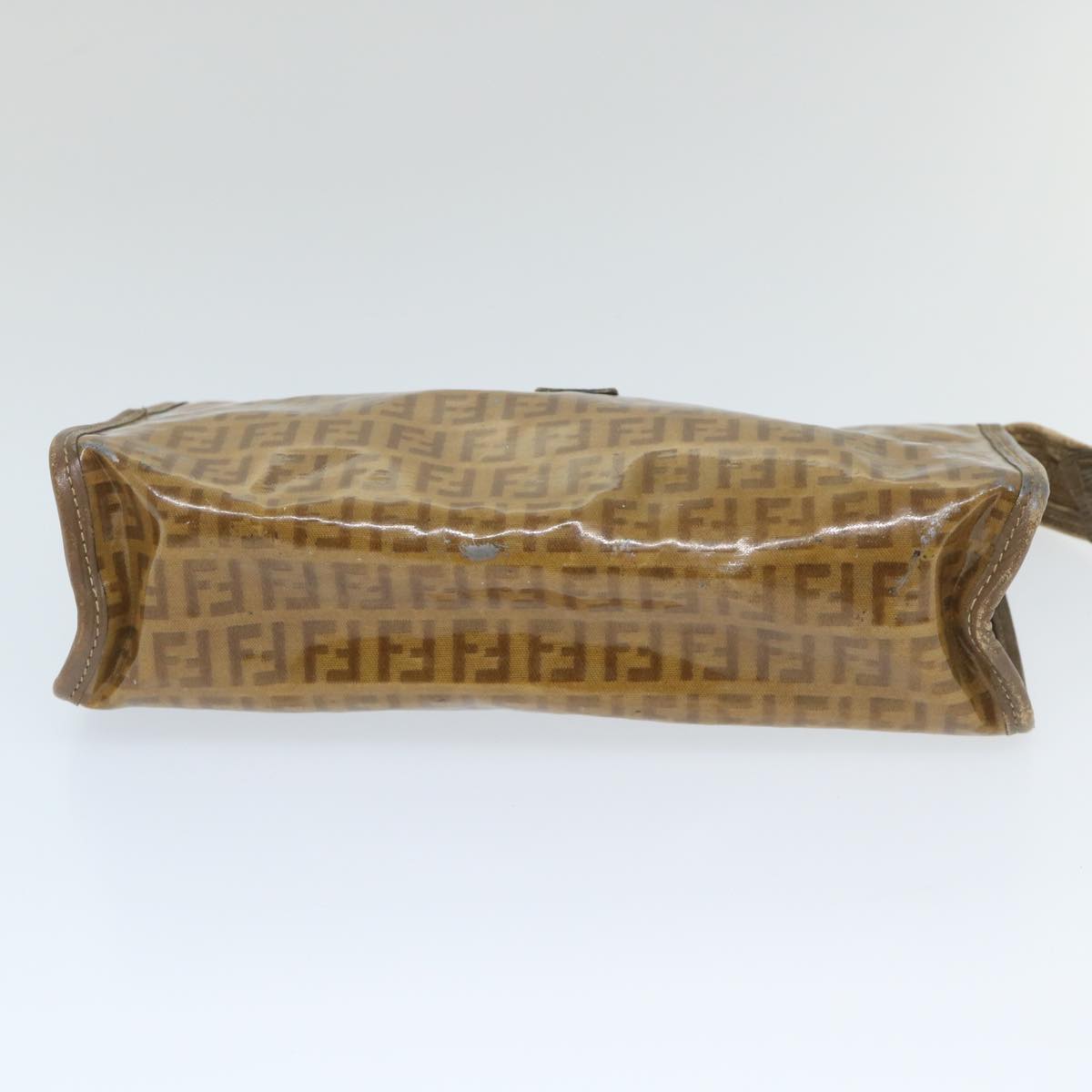 FENDI Zucchino Canvas Clutch Bag Coated Canvas Brown ti1273