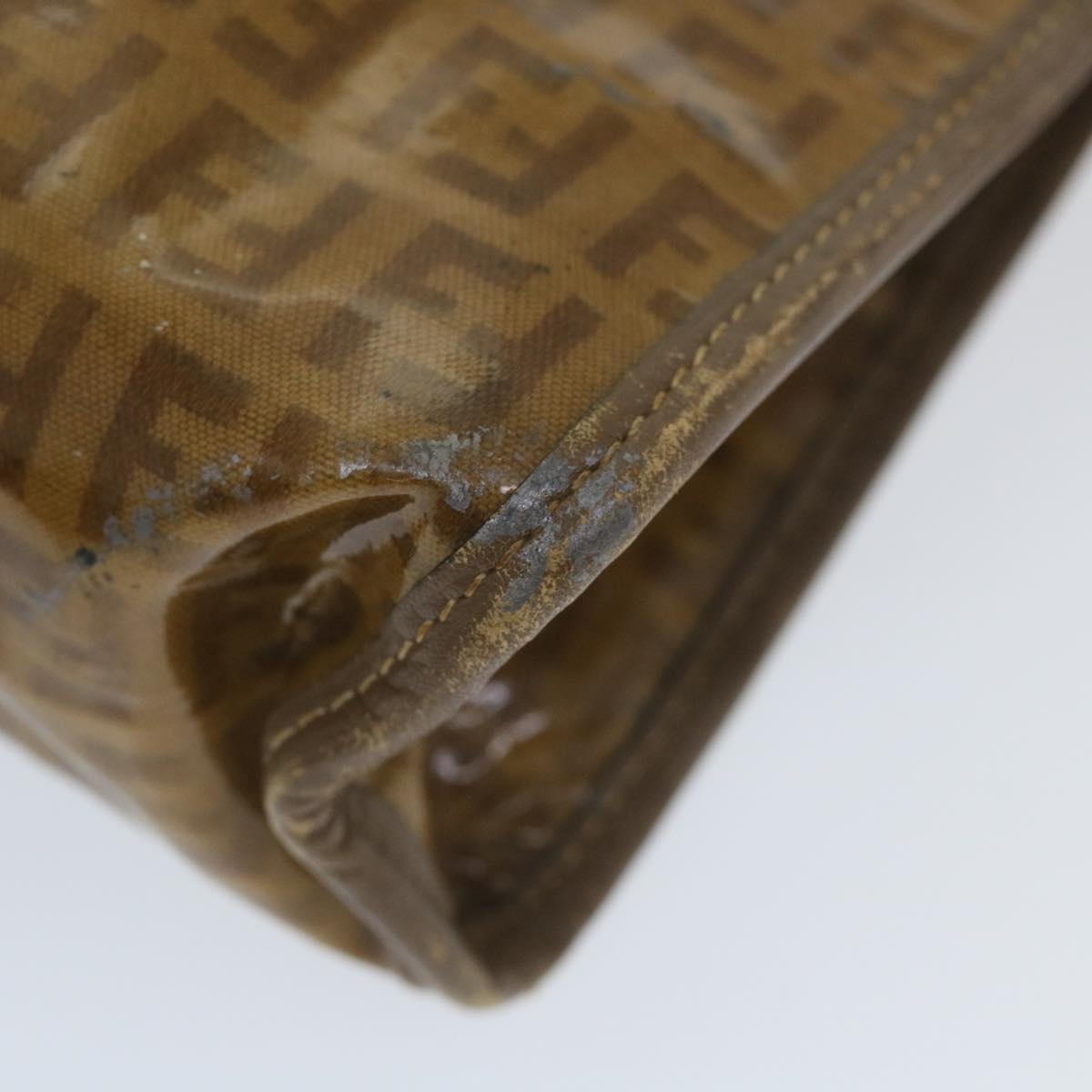 FENDI Zucchino Canvas Clutch Bag Coated Canvas Brown ti1273