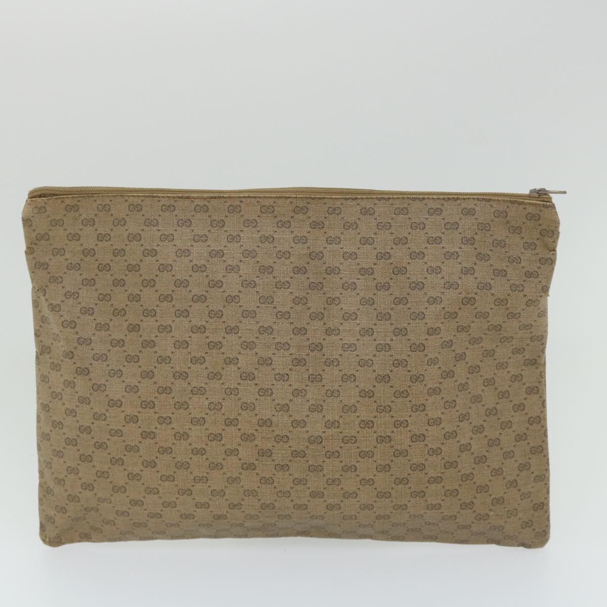 GUCCI GG PLUS Canvas Clutch Bag PVC Leather 2Set Beige ti1279