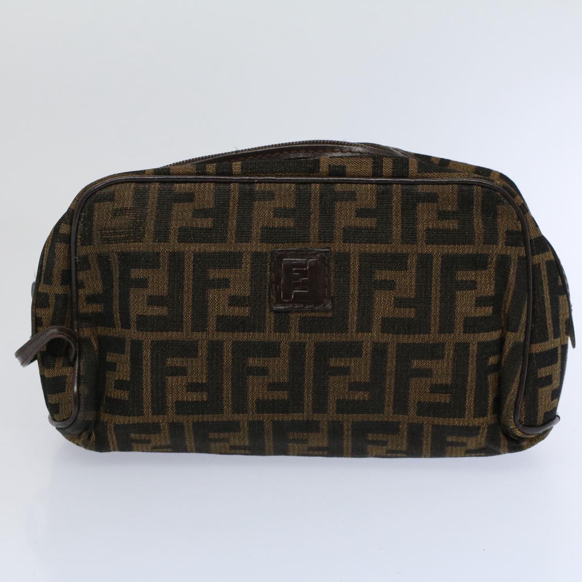 FENDI Zucca Canvas Zucchino Canvas Clutch Bag 2Set Brown Black ti1353