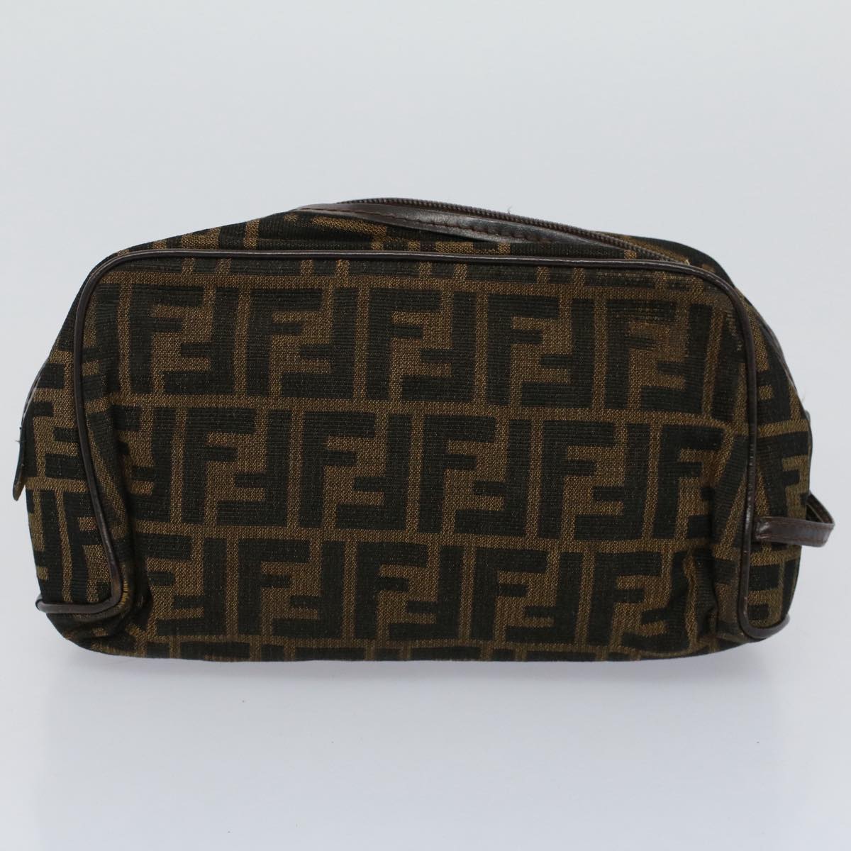 FENDI Zucca Canvas Zucchino Canvas Clutch Bag 2Set Brown Black ti1353