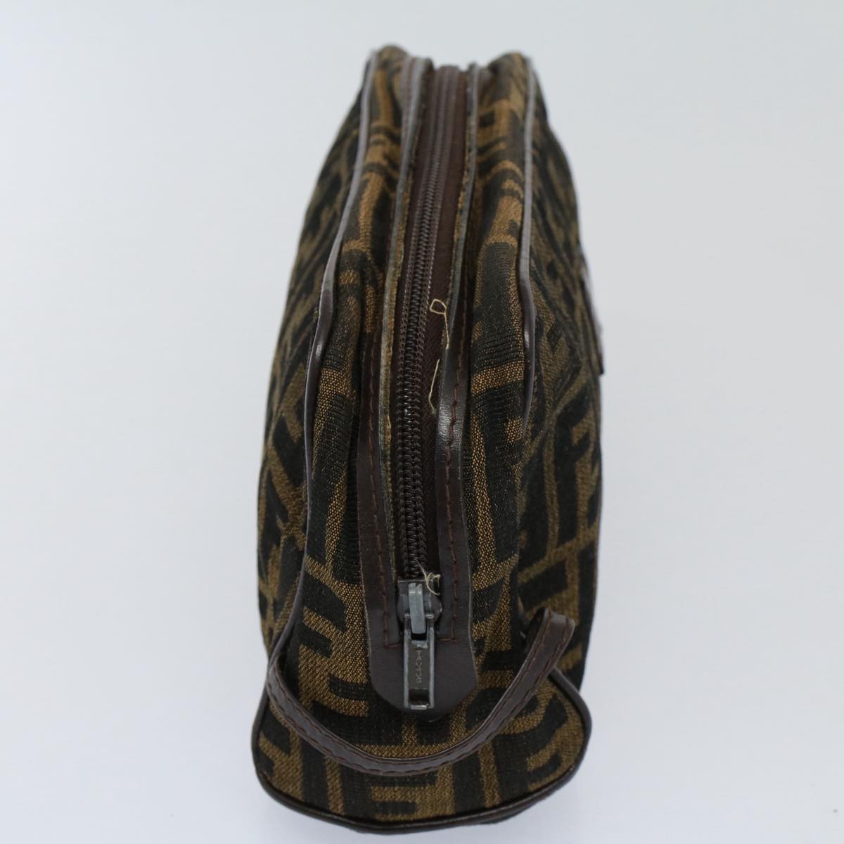 FENDI Zucca Canvas Zucchino Canvas Clutch Bag 2Set Brown Black ti1353