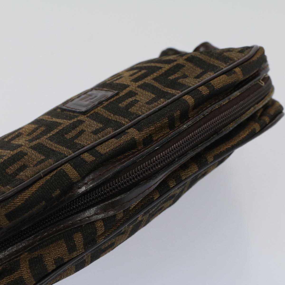 FENDI Zucca Canvas Zucchino Canvas Clutch Bag 2Set Brown Black ti1353