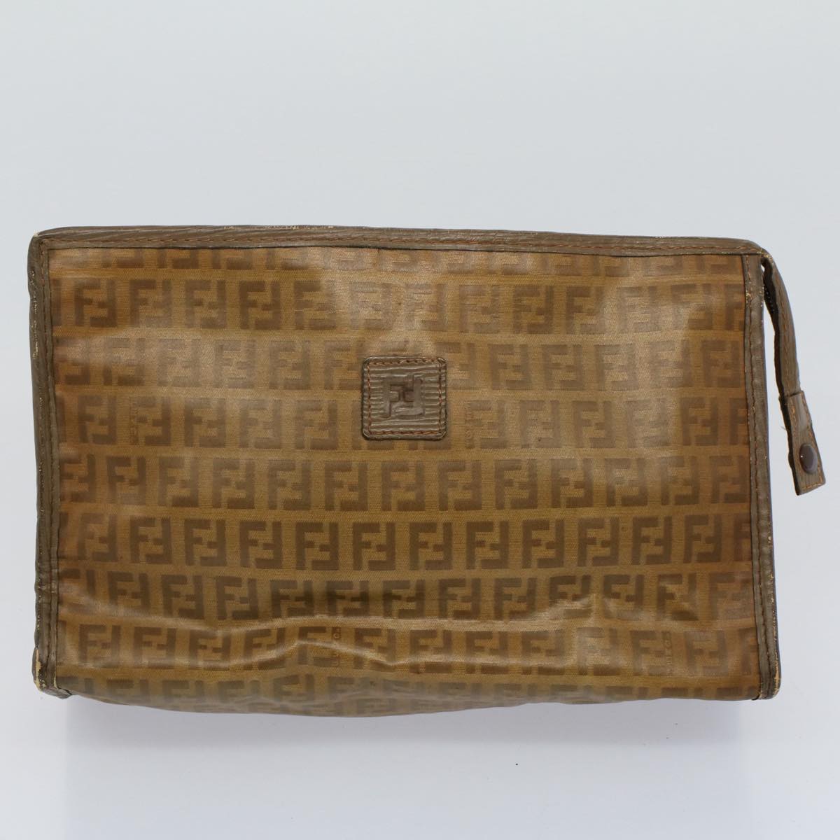 FENDI Zucca Canvas Zucchino Canvas Clutch Bag 2Set Brown Black ti1353