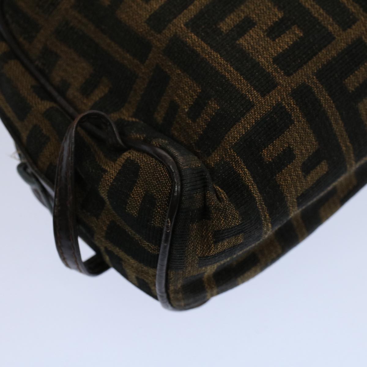FENDI Zucca Canvas Zucchino Canvas Clutch Bag 2Set Brown Black ti1353