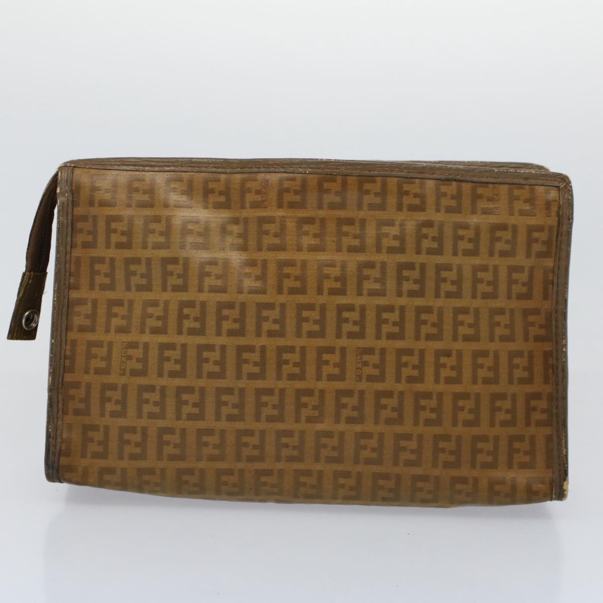 FENDI Zucca Canvas Zucchino Canvas Clutch Bag 2Set Brown Black ti1353