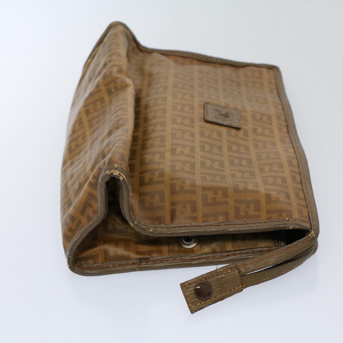 FENDI Zucca Canvas Zucchino Canvas Clutch Bag 2Set Brown Black ti1353