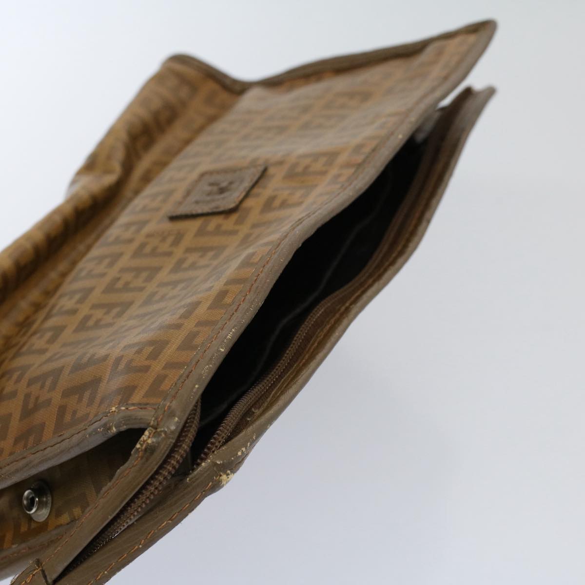 FENDI Zucca Canvas Zucchino Canvas Clutch Bag 2Set Brown Black ti1353