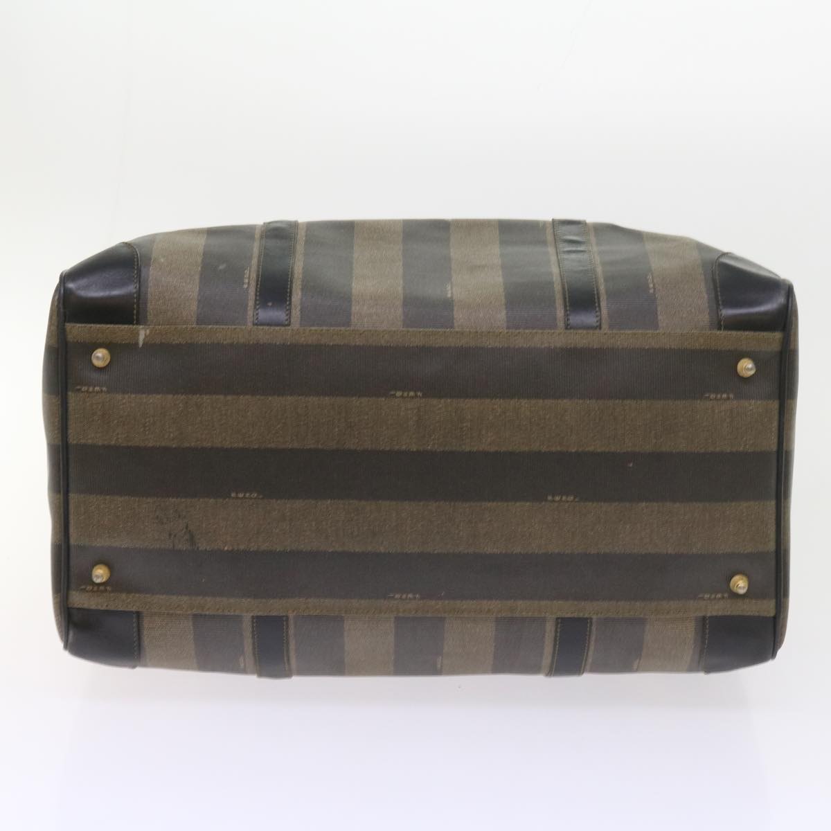 FENDI Pecan Canvas Boston Bag Black Brown ti1366