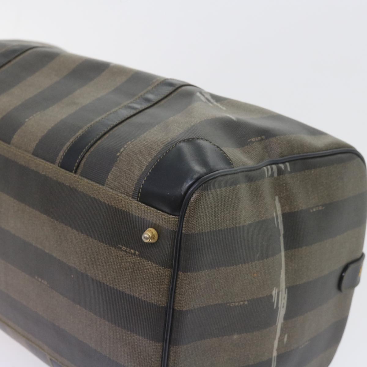 FENDI Pecan Canvas Boston Bag Black Brown ti1366