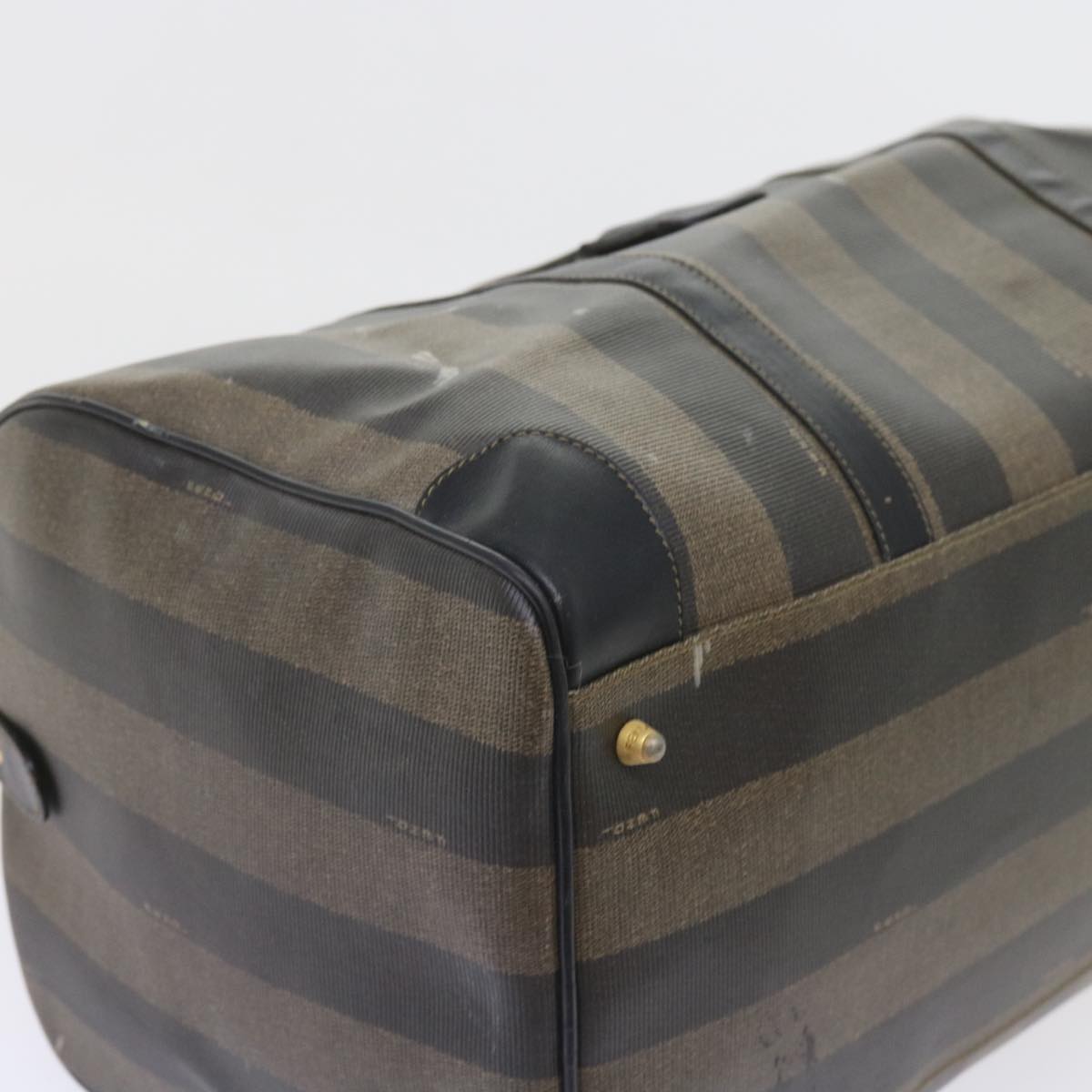 FENDI Pecan Canvas Boston Bag Black Brown ti1366