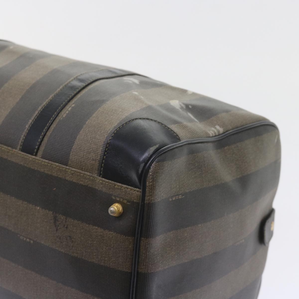 FENDI Pecan Canvas Boston Bag Black Brown ti1366