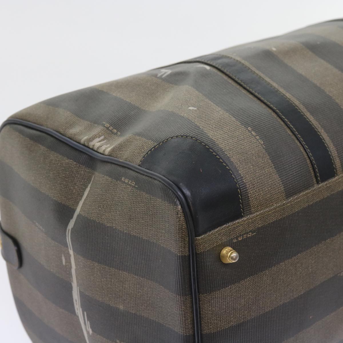 FENDI Pecan Canvas Boston Bag Black Brown ti1366