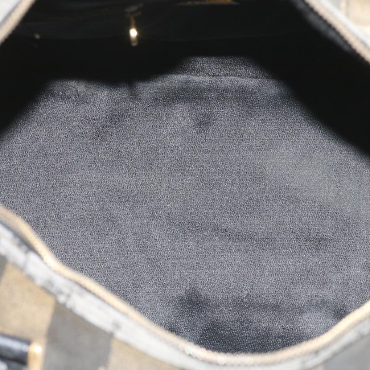 FENDI Pecan Canvas Boston Bag Black Brown ti1366