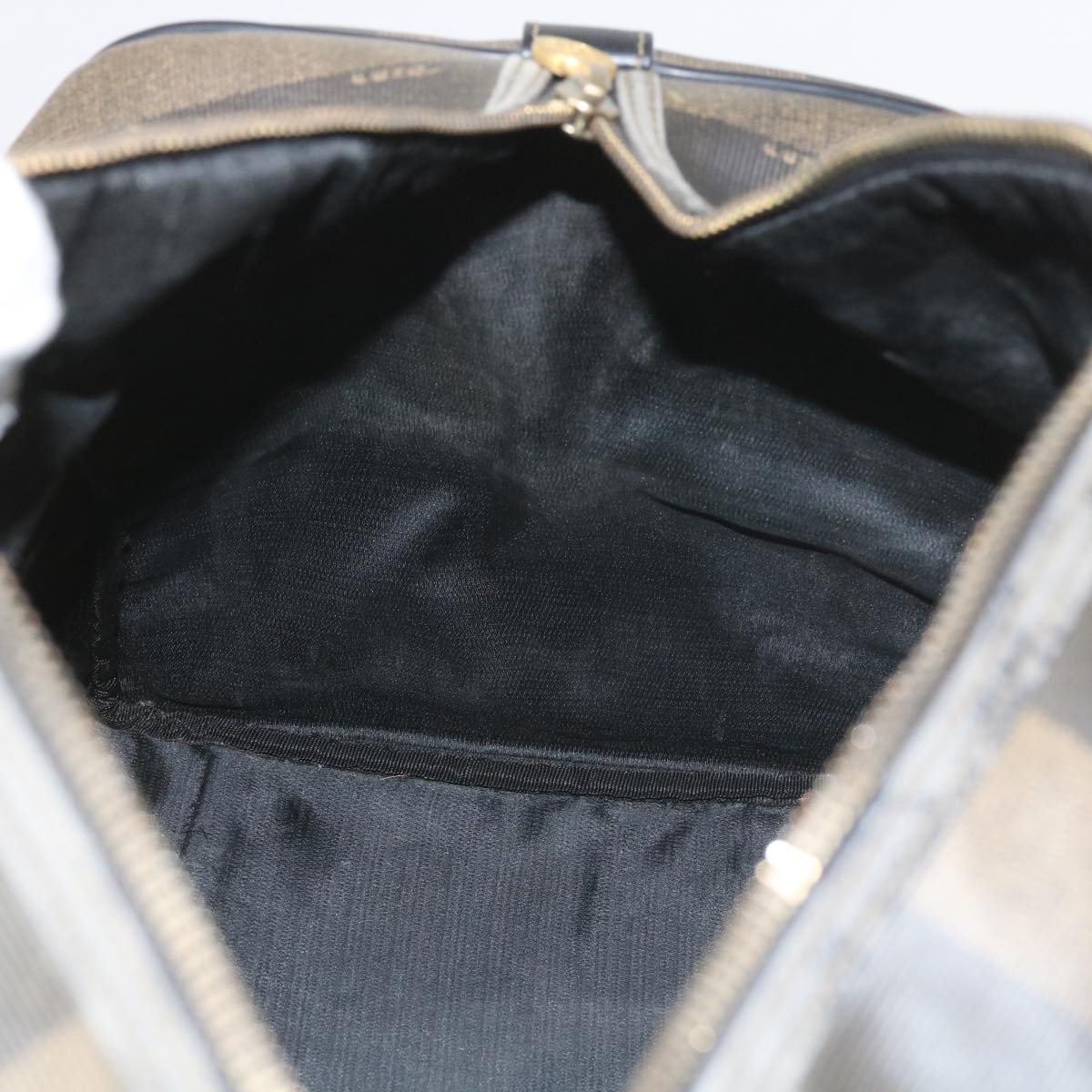 FENDI Pecan Canvas Boston Bag Black Brown ti1366