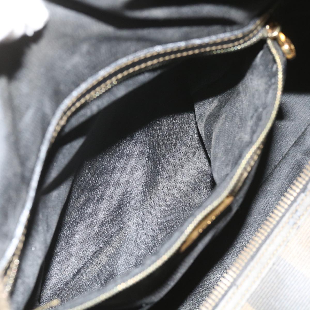 FENDI Pecan Canvas Boston Bag Black Brown ti1366