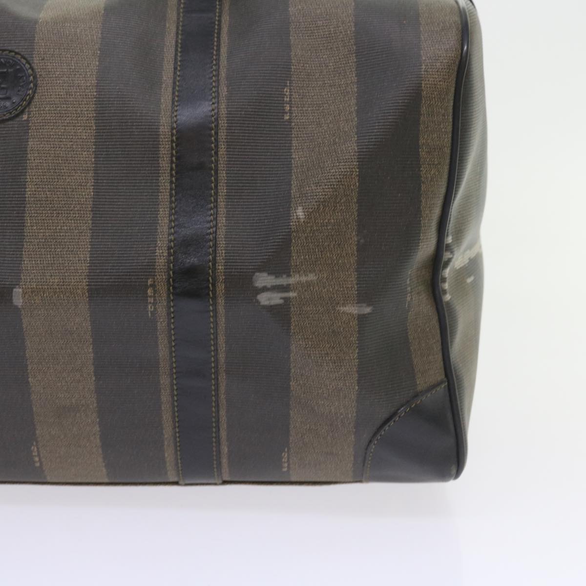 FENDI Pecan Canvas Boston Bag Black Brown ti1366
