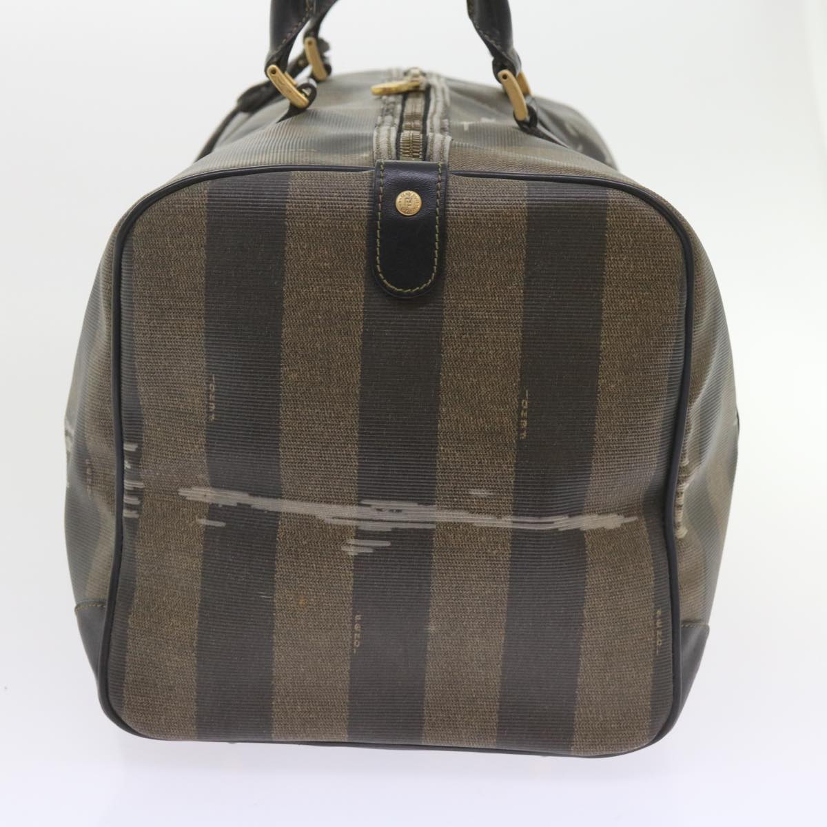 FENDI Pecan Canvas Boston Bag Black Brown ti1366