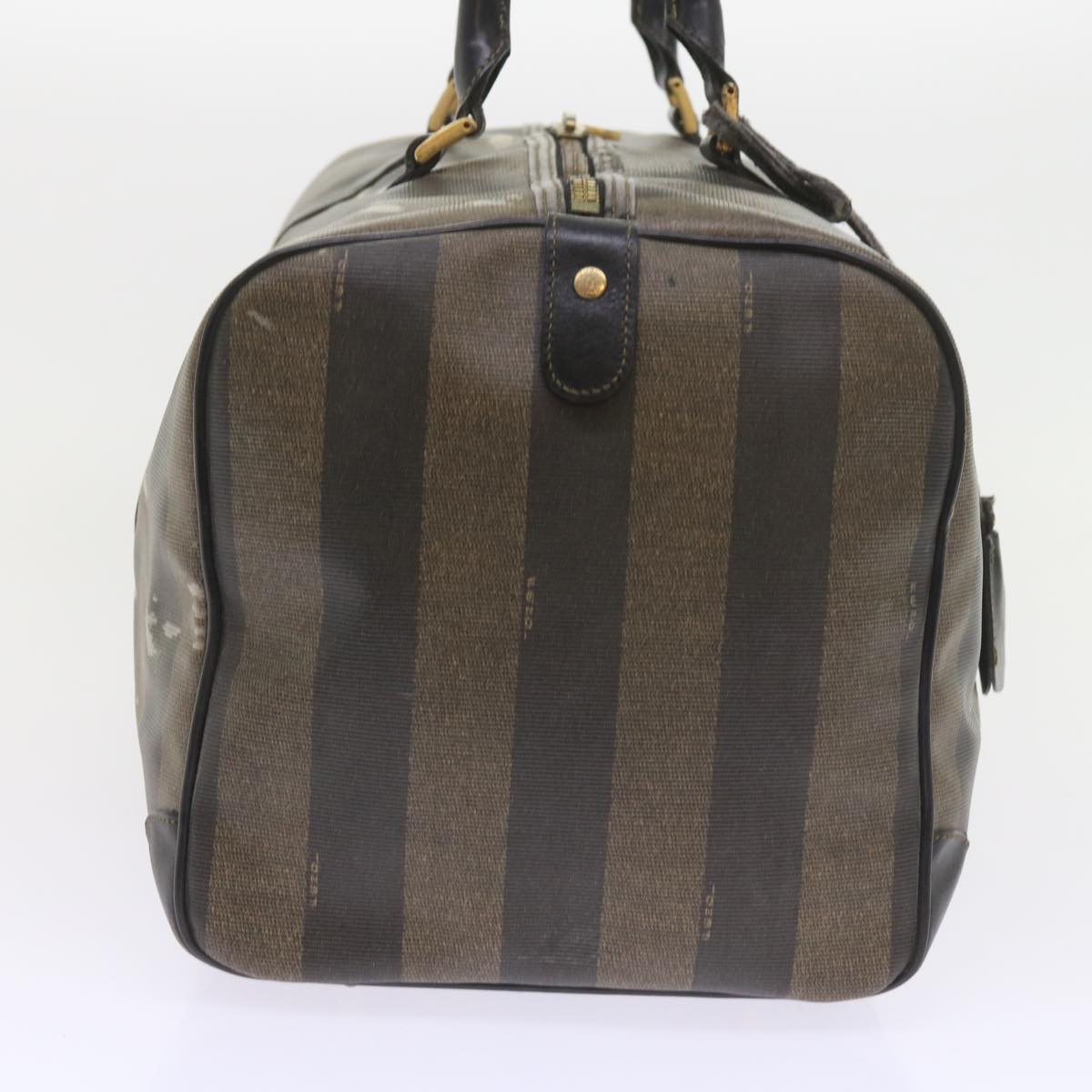 FENDI Pecan Canvas Boston Bag Black Brown ti1366
