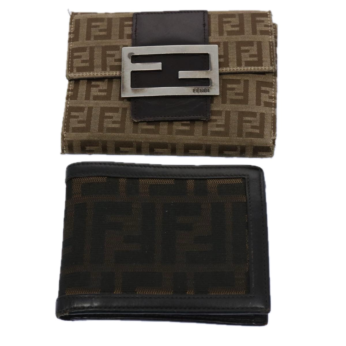 FENDI Zucchino Canvas Zucca Canvas Wallet 2Set Black Brown ti1399