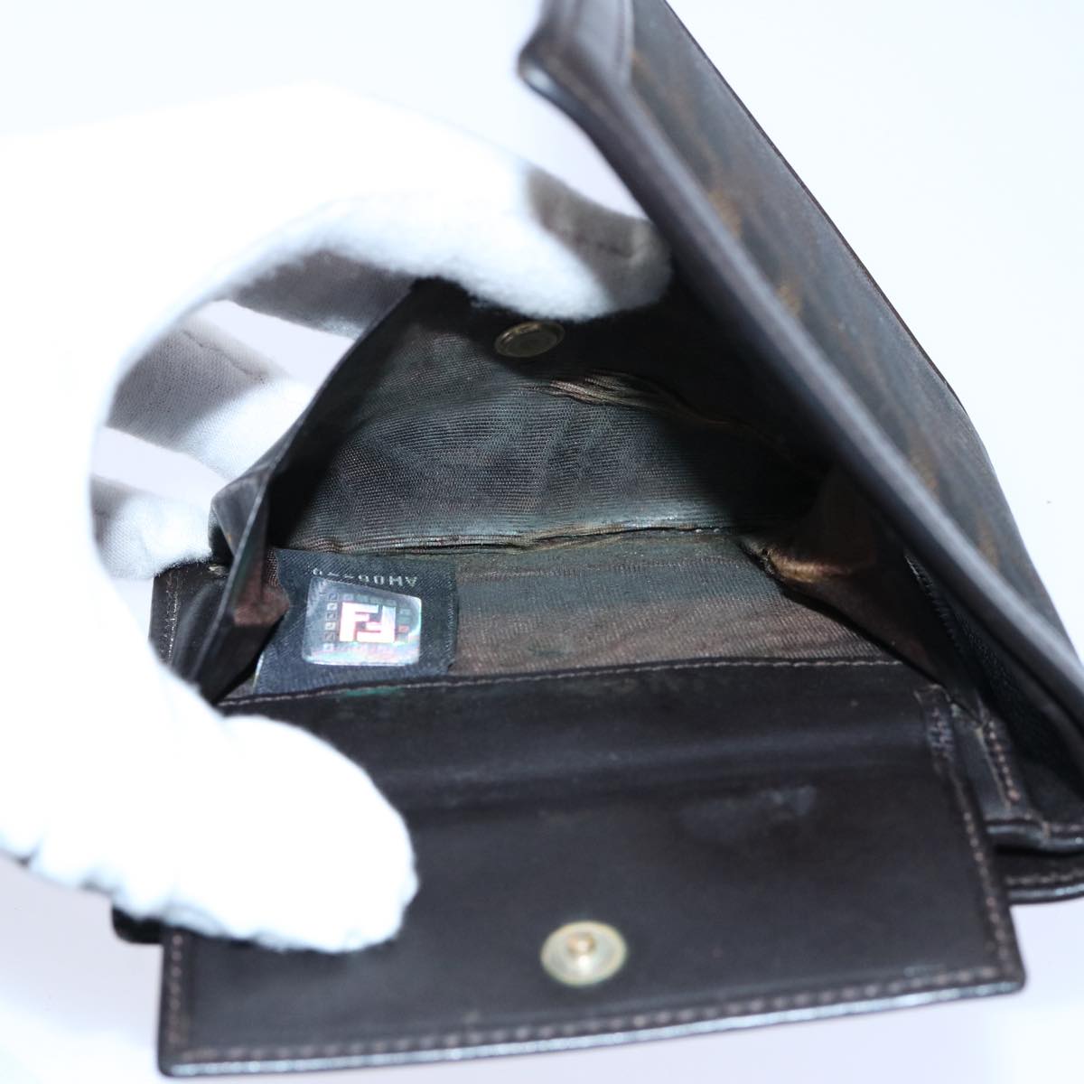 FENDI Zucchino Canvas Zucca Canvas Wallet 2Set Black Brown ti1399