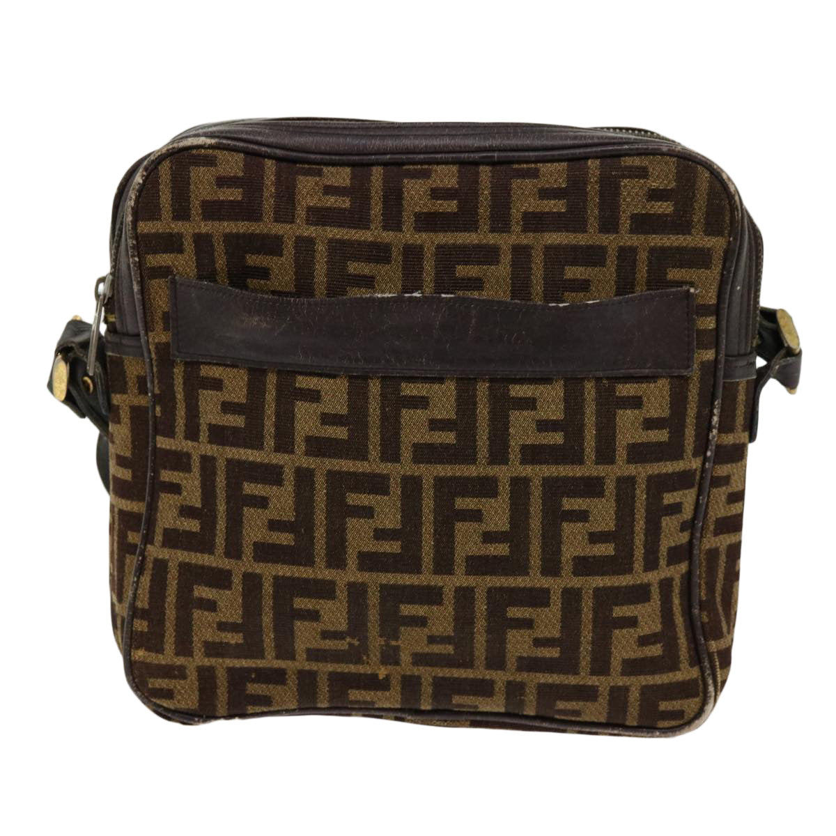 FENDI Zucca Canvas Shoulder Bag 2Set Brown Black ti1420