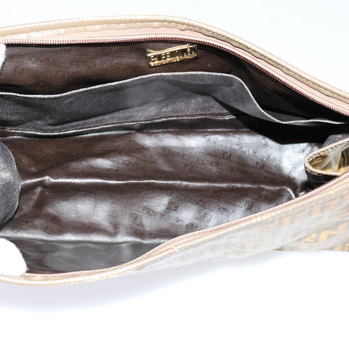 FENDI Zucca Canvas Shoulder Bag 2Set Brown Black ti1420