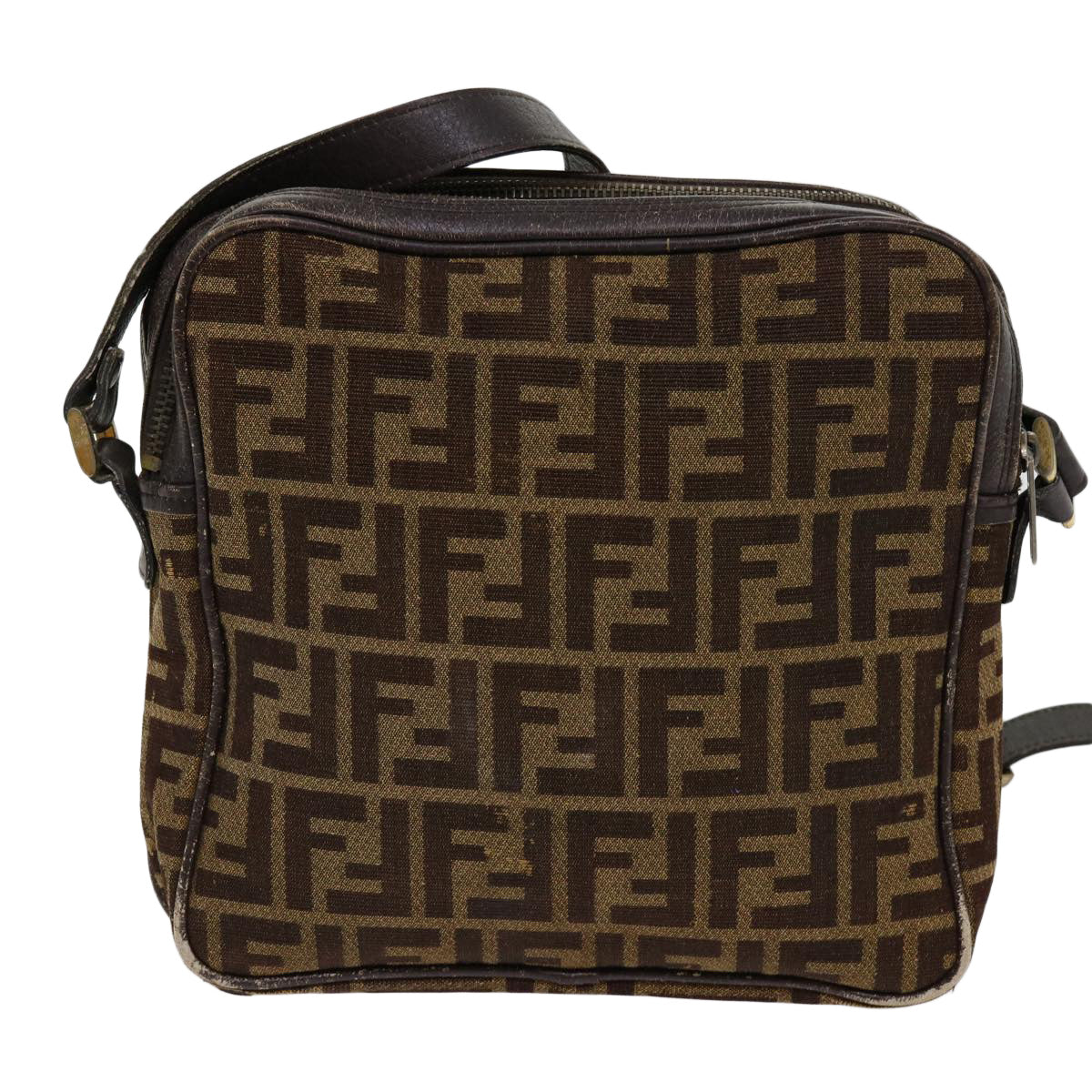FENDI Zucca Canvas Shoulder Bag 2Set Brown Black ti1420