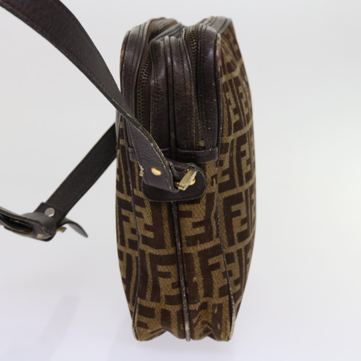FENDI Zucca Canvas Shoulder Bag 2Set Brown Black ti1420