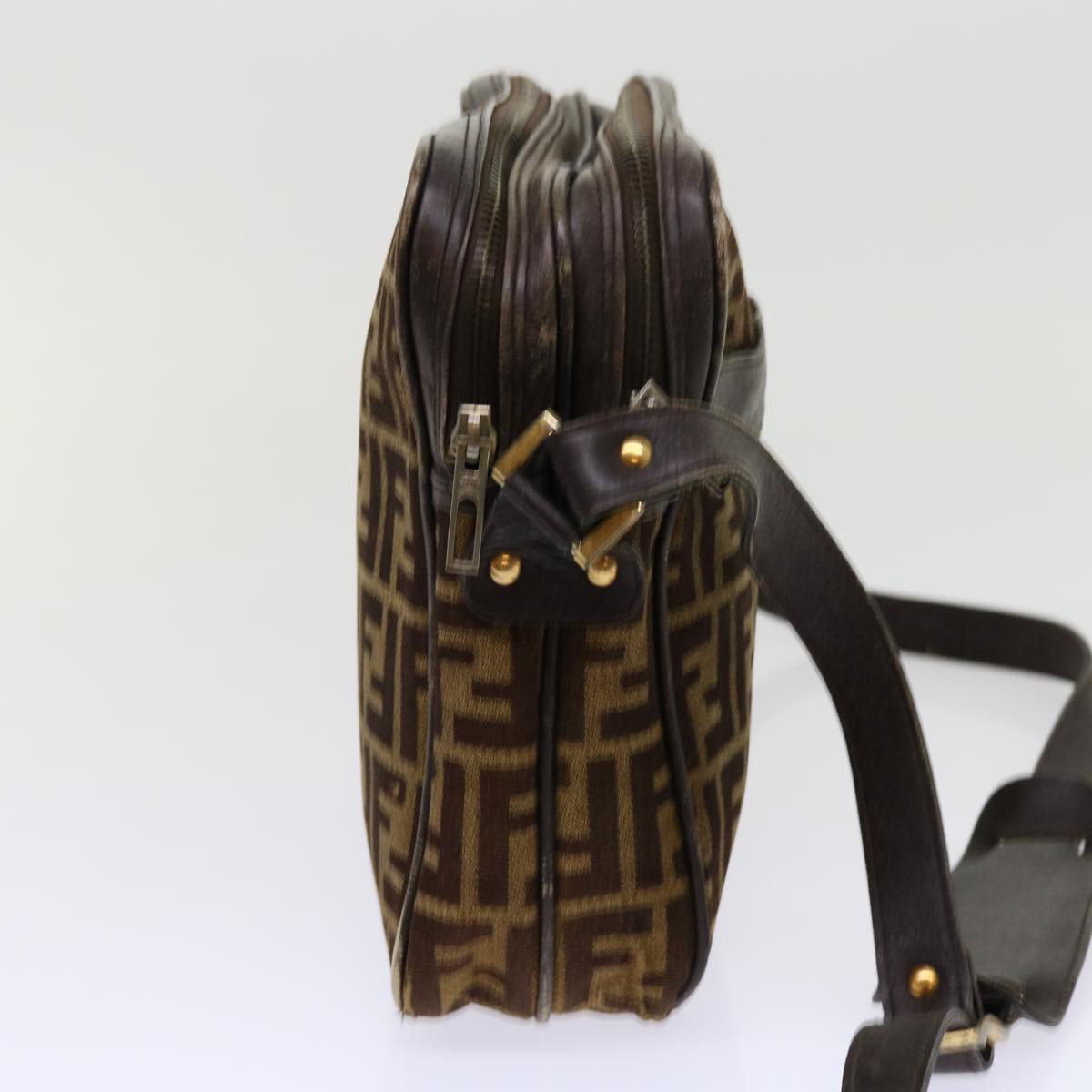 FENDI Zucca Canvas Shoulder Bag 2Set Brown Black ti1420