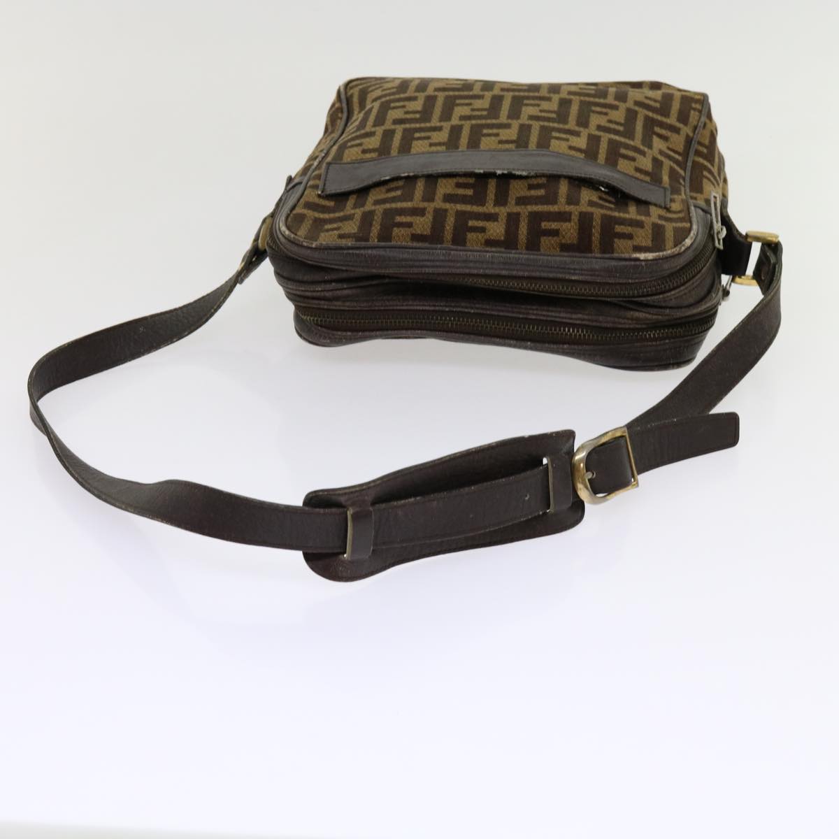 FENDI Zucca Canvas Shoulder Bag 2Set Brown Black ti1420